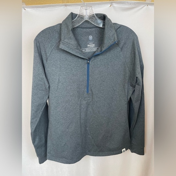 Marine Layer Samsara Womens 1/4 Zip Jacket Golf Sweater Active Outdoor Gray Med - Picture 1 of 9
